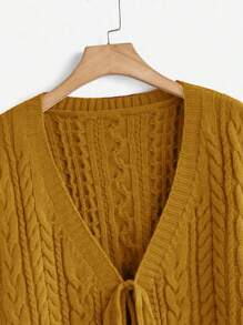 Flirla Cardigan de punto con lazo en talla grande, casual y elegante para uso diario