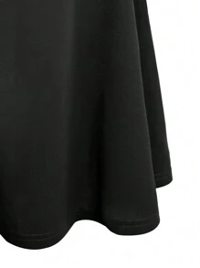 Chiquease 女性簡約休閒A字裙，夏季款 - 黑色 - 查看 3