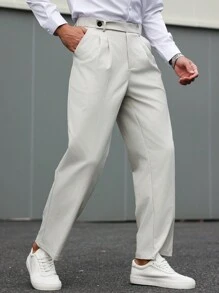 Manfinity Mode Men's Casual Solid Color Suit Pants, Versatile & Simple