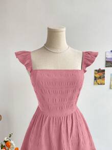 Soleia Vacation Short Cap Sleeve Green Simple Casual Everyday Dress,Pastel Dresses For Women