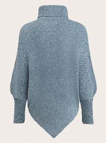 SHEIN Clasi Dames Casual Effen Kleur Hoge Kraag Vleermuismouwen Trui, Winter