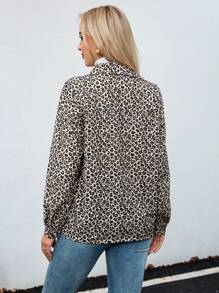 SHEIN LUNE 1pc Women Leopard Print Casual Long Sleeve Single-Breasted Regular Jacket, Autumn  Jacket Women Barn Jacket - Multicolor - View 2