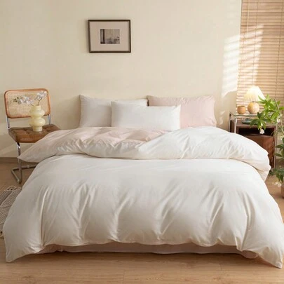 Bộ 3 món ga trải giường bằng vải lanh (1 ga trải giường + 2 vỏ gối), không kèm ruột chăn, phù hợp cho ký túc xá nam và nữ, bộ đồ giường học sinh, trang trí ký túc xá, phong cách tối giản.