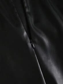 Sweetra Minifalda ajustada estilo retro americano sexy para mujer, de piel sintética, en color negro sólido, apta para todas las estaciones