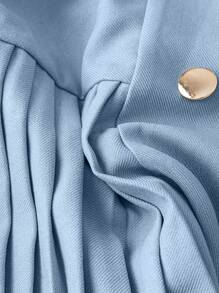 Chiquease Women's Solid Color Lapel Neck Long Sleeve Double Breasted Pleated Hem Elegant Blazer, Autumn Fall Cloth For Women