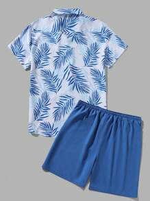 Manfinity RSRT Men's Hawaiian Shirt Set, Minimalist Fashion Casual Daily Wear