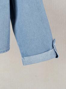 SHEIN Young Boy Casual Fashion Denim Single Breasted Shirt And Jeans Set