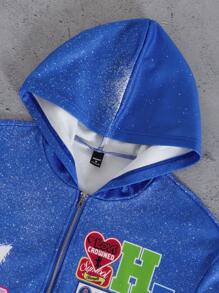 Manfinity EMRG Sudadera con capucha casual con cremallera y estampado de letras para hombre, para otoño/invierno