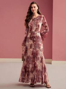 MOTF PREMIUM ALLOVER PRINT DRAPED DRESS,VALENTINE'S DAY OUTFIT,SPRING/SUMMER - Multicolor - View 7