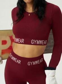Easithlete Winter Long Sleeve Top & Pants Seamless Ski Sports Suit - Burgundy - View 7