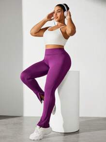 Easithlete Plus Size Women's Solid High-Waist Daily Fitness Sports Leggings