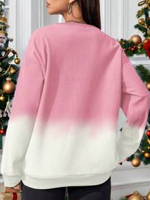 INAWLY Women's Crew Neck Gradient Color Ombre Corduroy Sweatshirt With Leopard Print New Year Slogans, Autumn/Winter Pullover Fall Sweatshirt