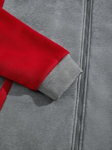 Manfinity Homme Loose Fit Men's Colorblock Zip-Up Hooded Thermal Lined Jacket