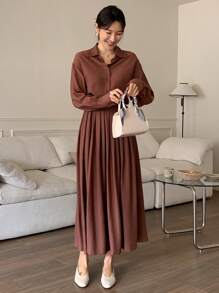 DAZY Casual Top And Skirt Women's Two-Piece Set, Loose Fit - Brown - View 5