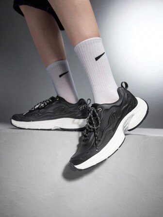 Vate Fashionabla beige chunky utomhussneakers för kvinnor, stötdämpande, lämpade för dagligt bruk, semester, presenter, plattform kil högtopp chunky sneakers Tainers