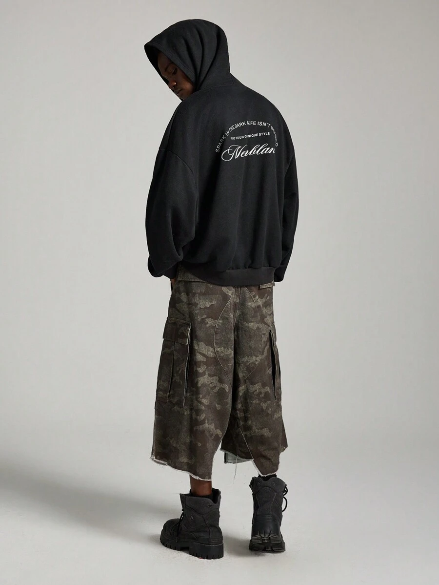 NEON BLANC Men's Washed Printed Long Sleeve Pullover Sweatshirt, Autumn/Winter - Black - View 1