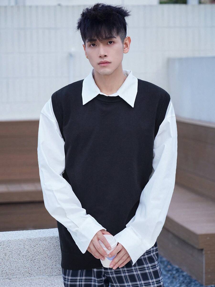 DAZY Men's All-Match Casual Versatile Black Vest,Fall Clothes - Black - View 1