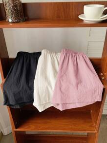 Comfortcana 3件套格子女式短裤，简约日常穿着 - 藕粉色 - 查看 8