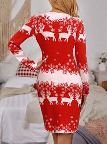 INAWLY Plus Size Minimalist Fashion Casual Everyday Christmas Style Sweater Dress For Christmas Fall Cloth For Women - Multicolor - View 2