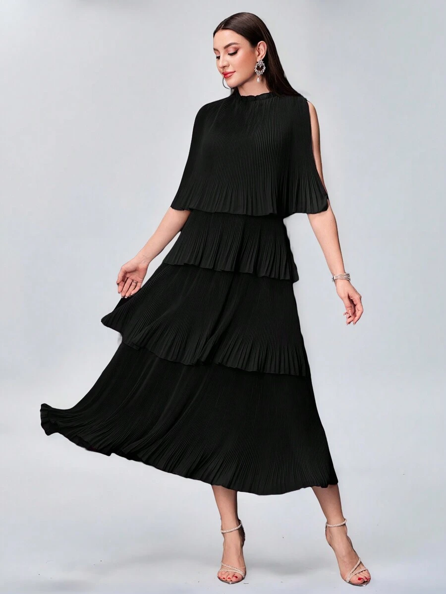 Modelyn 女士纯色简约休闲日常连衣裙 - 黑色 - 查看 1