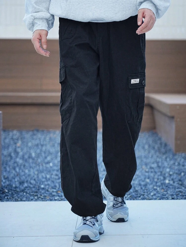 Men's Letter Graphic Pocket Casual Loose Pants Men Joggers