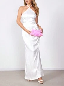 SHEIN BAE Bolsa de mão feminina de penas artificiais, bolsa de mão para festa/encontro/feriado, dia dos namorados
