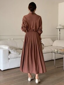 DAZY Casual Top And Skirt Women's Two-Piece Set, Loose Fit - Brown - View 6