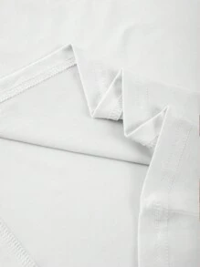 SHEIN LUNE 女式猫咪印花可爱个性圆领短袖 T 恤，适合夏秋季图案 T 恤女上衣 - 白色 - 查看 5