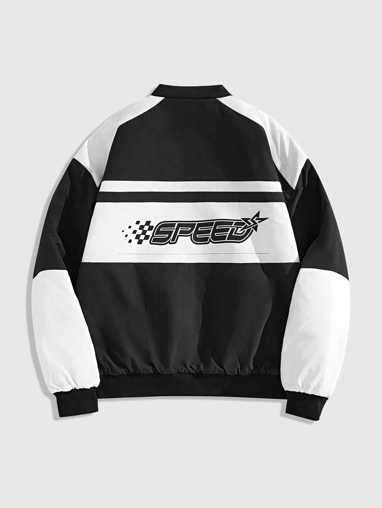 Our Street Life Men's Racing Digital Print Zipper Stand Collar