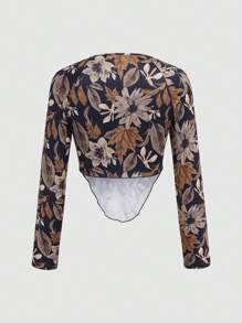 INAWLY Women Camouflage Leaf Print Long Sleeve T-Shirt, Outdoor Casual Undershirt Fall Cloth For Women