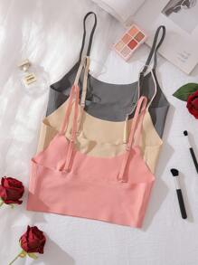 Teen Girl Solid Color Minimalist Casual Daily Wear Underwear ,3 Pcs - Multicolor - View 2