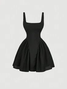 SHEIN MOD Plus Size Vintage White Open Back Ladies' Dress,Graduation Dress,Birthday Dresses For Women - Black - View 1