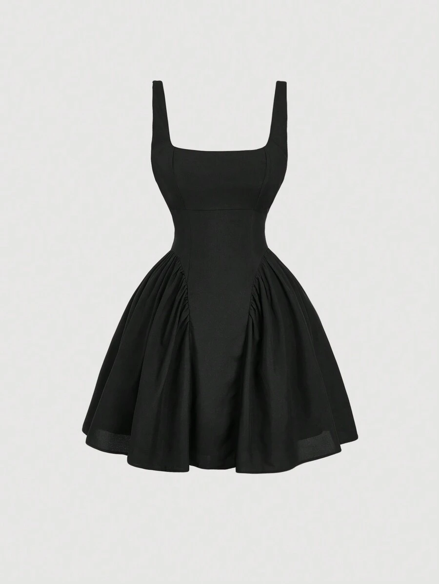 SHEIN MOD Plus Size Vintage White Open Back Ladies' Dress,Graduation Dress,Birthday Dresses For Women - Black - View 1