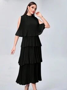 Modelyn 女士纯色简约休闲日常连衣裙 - 黑色 - 查看 5