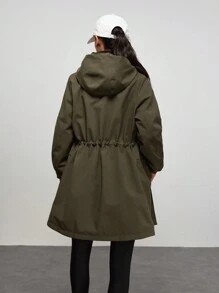In My Nature In My Nature Women's Letter Print Long Sleeve Drawstring Waist Hooded Outdoor Raincoat Jacket