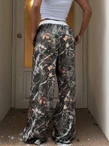 Muchica 女式印花梭织阔腿裤 - 鏽棕色 - 查看 2