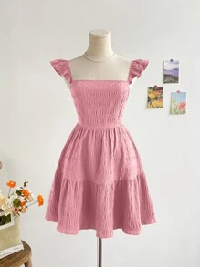 Soleia Vacation Short Cap Sleeve Green Simple Casual Everyday Dress,Pastel Dresses For Women