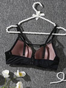 1 pezzo Reggiseno in pizzo sexy con scollo profondo e push-up, con design a ferretto, per donna