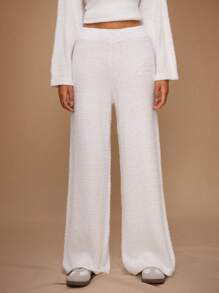 Forever 21 Quần dệt kim trơn màu thường ngày cho nữ, Thu/Đông - trắng - Xem 6