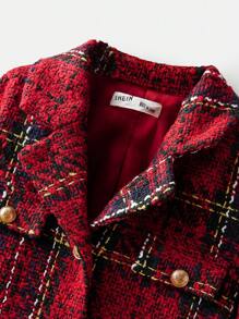 Maija Kids Maija Kids 3 pièces Ensemble jeune fille veste en tweed épaisse, jupe plissée et chapeau, décontracté - Rouge - Voir 9