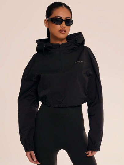 Musera Sport Women Hooded Cropped Nylon Zip Up Sports Jackets,Padel, Tennis, Pickleball Gym Fitness Fall Winter Yoga Daily