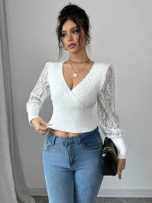 Elenzga New European & American Style Casual Loose Knit Pullover Women Sweater, Fashion Knitted Top For Autumn/Winter Fall - White - View 5