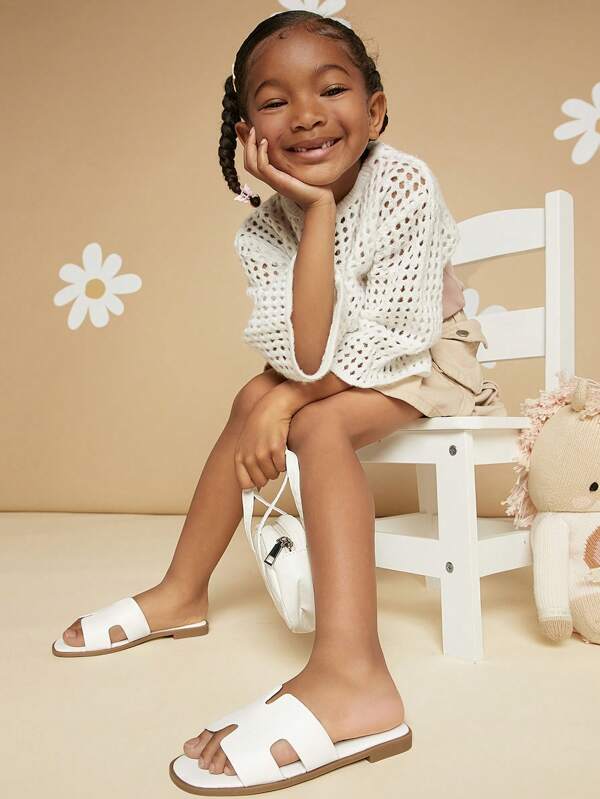Mini mi Children's Fashionable And Simple Summer Flat Sandals, All-Match Style