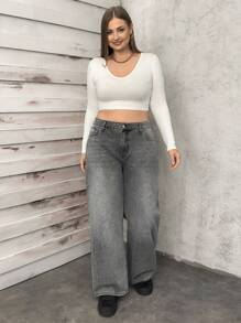 RueChic Hıgh Waist Straight Jean With Ribbon - Medium Wash - View 3