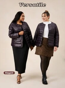 SHEIN EZwear Piumino leggero nero per donna taglie forti, indossabile sia internamente che esternamente - nero - Visualizzare 7