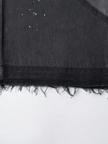 ROMWE MEN Grunge Punk 男式撞色口袋磨边宽松休闲牛仔短裤