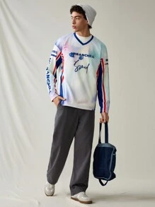 Manfinity Hypemode Pantalones casuales rectos y holgados de mezclilla gris claro para hombre, Urban Chill