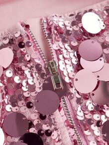 SHEIN ICON Y2K Style Glitter Tube Top, Sexy Party Clubwear - Baby Pink - View 3