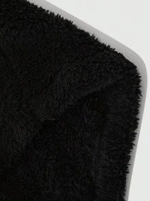 Manfinity Homme Men's Casual Solid Color Fleece Sweatshirt And Sweatpants Set, Winter Fleece Setmen Winter Sets2 Piece Set Winter - Black - View 5