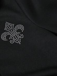 SHEIN EZwear 女士 Y2K 约会之夜舒适拉链摇滚复兴钻石迷你怪物连帽衫，带羊毛 - 黑色 - 查看 6